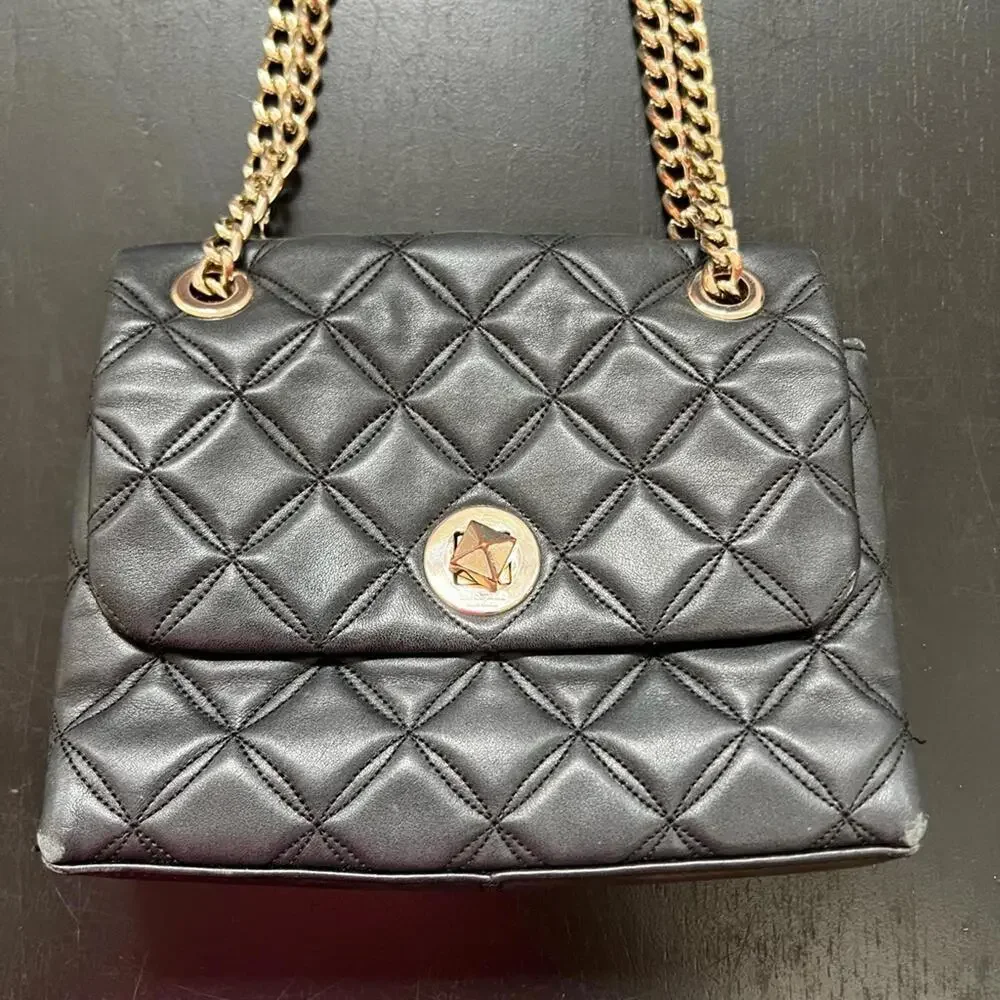 Kate Spade Black‎ Quilted Shoulder Bag with Gold Chain